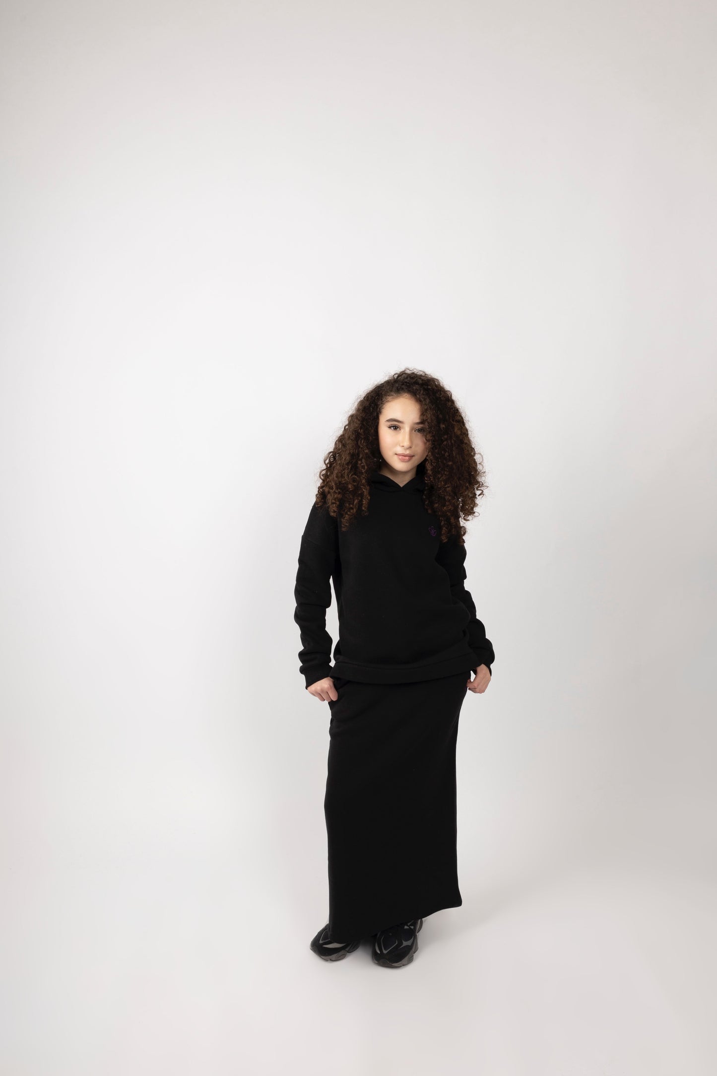 Hoodie Skirt Set Black