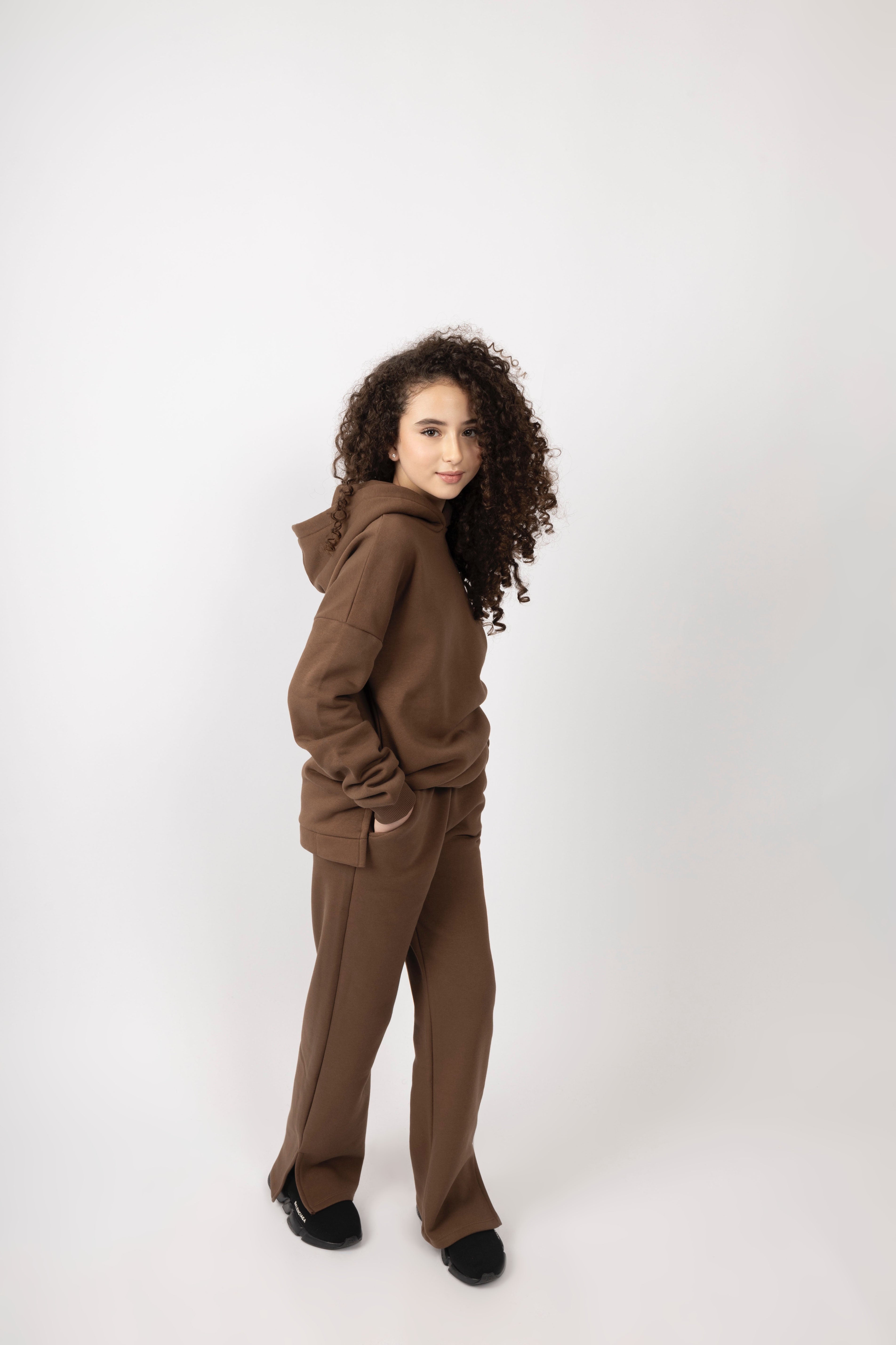 Hoodie Pants Set Brown
