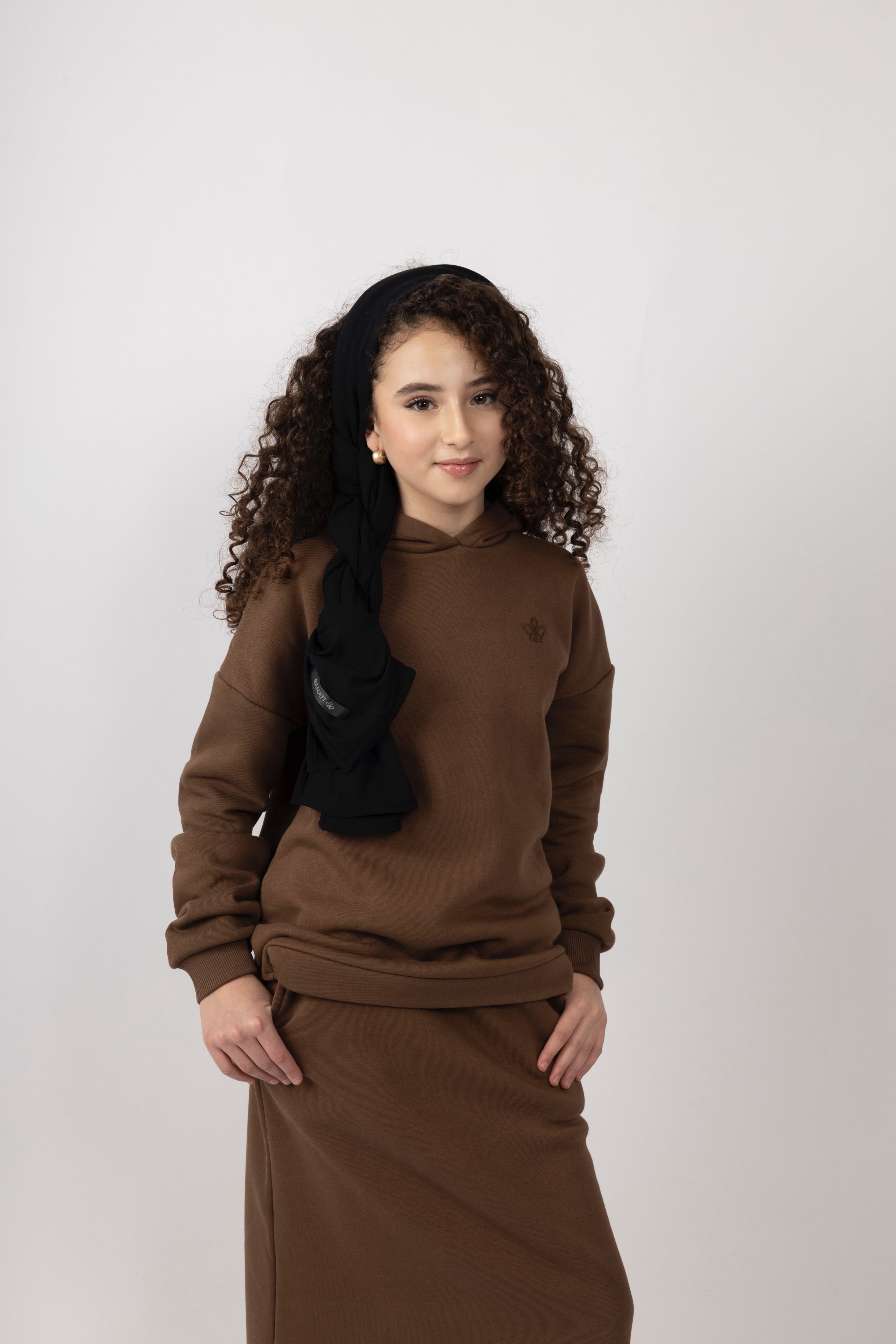 Hoodie Skirt Set Brown