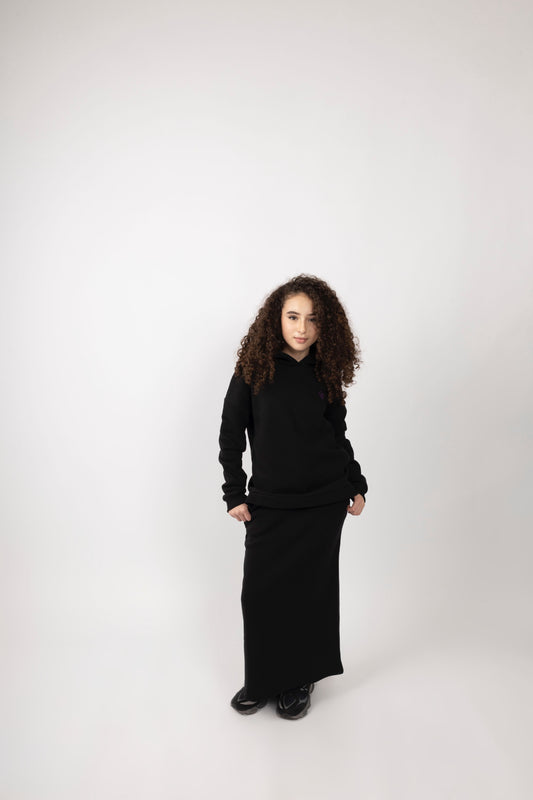 Hoodie Skirt Set Black