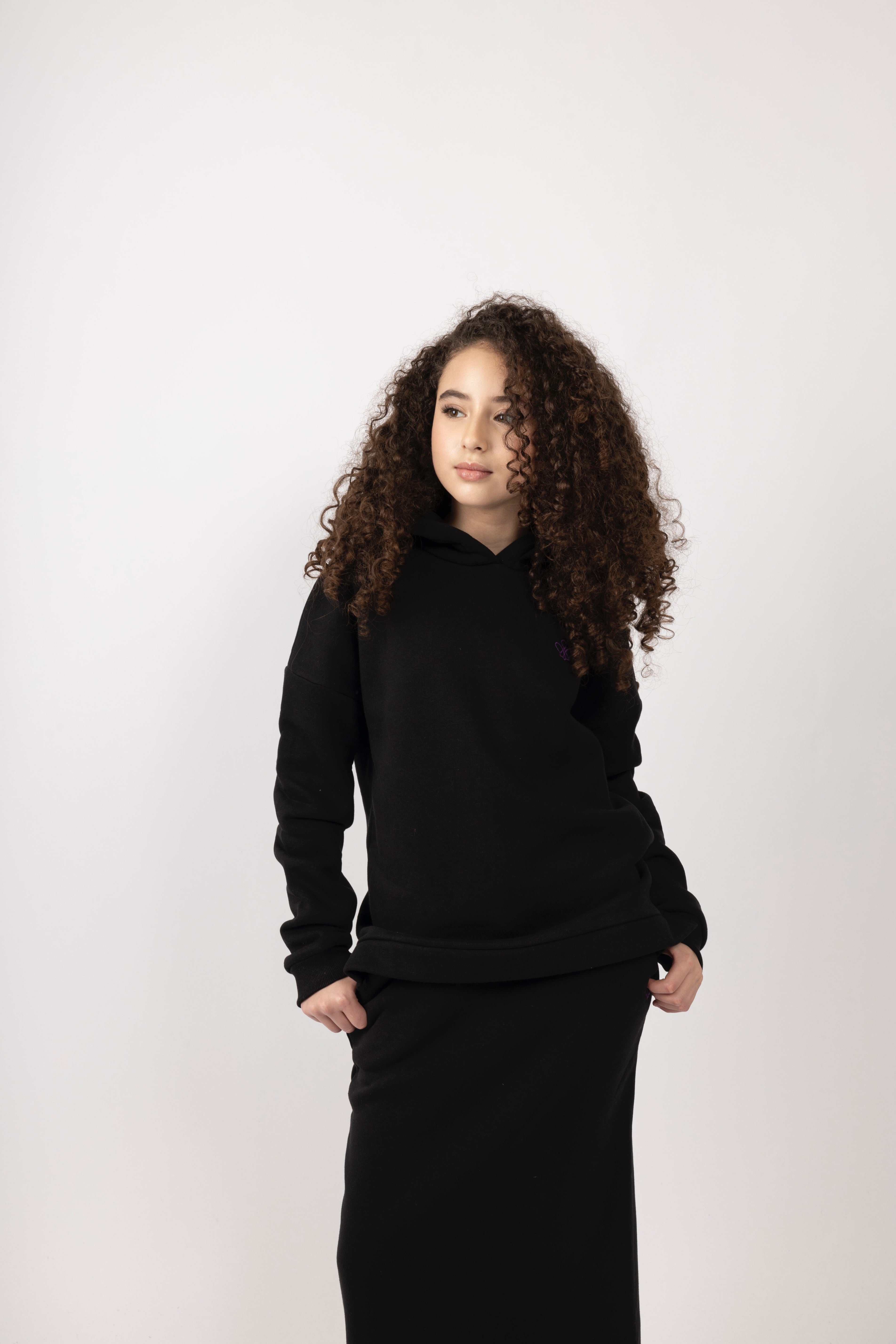 Hoodie Skirt Set Black