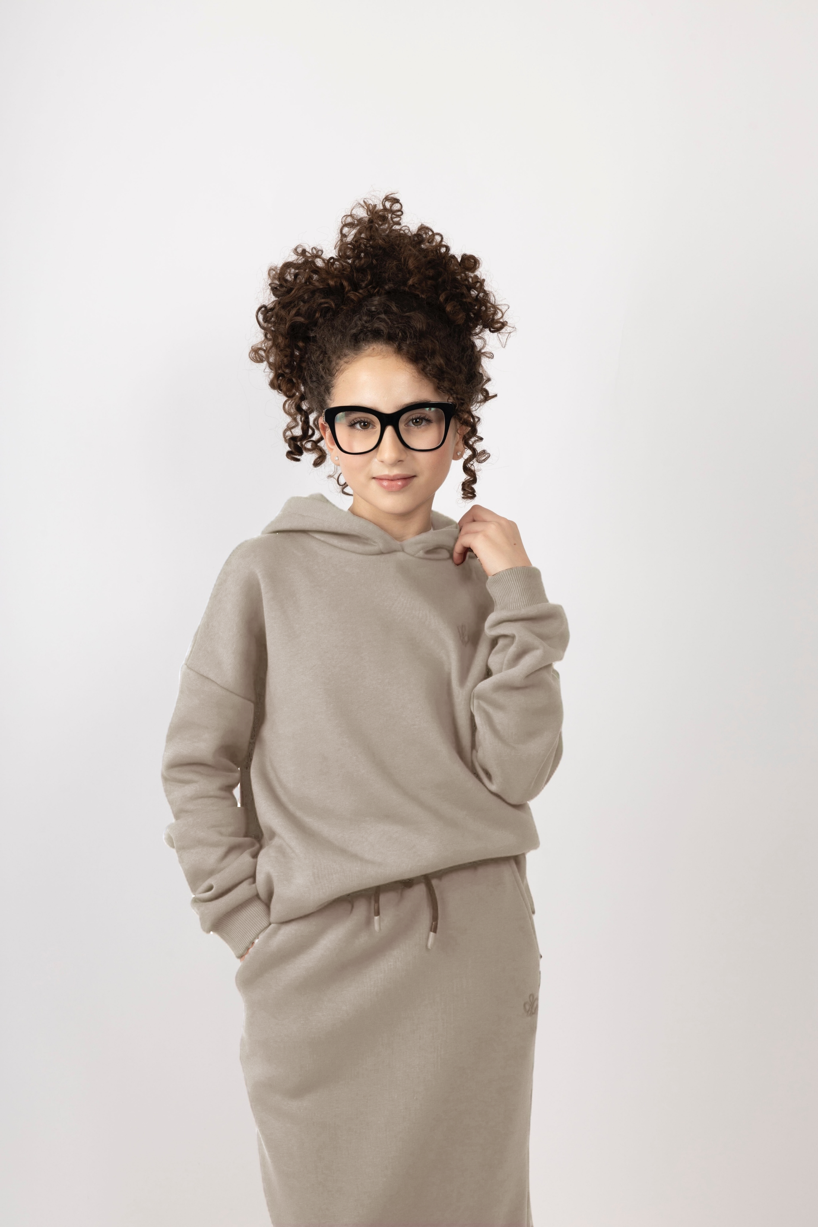 Hoodie Skirt Set Taupe